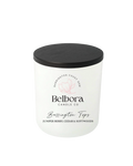 Belbora Candle Co Barrington Tops Candle white with black lid on transparent background 