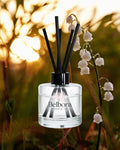 Belbora Candle Co Reed Diffuser in Country Home fragrance with a sunlight floral background.