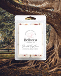 Belbora Candle Co. 
The Old Fig Tree wax melt package with a scenic background of fig tree trees and nature.